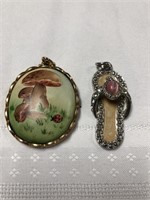 Vintage mushroom and flip flop pendants