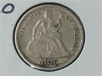 1876 Carson City (vf30) U S Silver 10 Cent