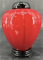 Fenton Red Cased Ginger Jar