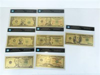 Seven Gold Plated Replica Notes - Full Series