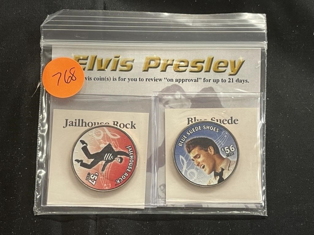 2 Elvis Half Dollar Buttons
