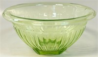 GREAT 1930'S URANIUM GLASS GRIP STAND MIXING BOWL