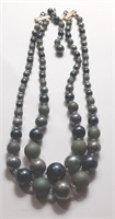 GREEN BEADED NECKLACE MARKED JAPAN