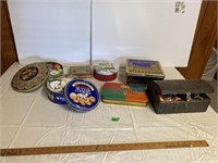 Lot of tins- some empty & some with contents- see