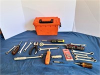 Orange Toolbox w/ Misc Hand Tools
