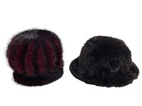 2 Woven Fur Hats