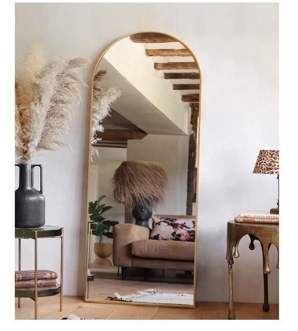 TinyTimes 64x2IN' Arched Full Length Mirror Gold