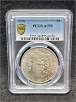 1898 Slab Morgan Silver Dollar PCGS AU58