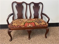 Miniature mahogany settee with two nice carved