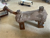 CAMEL FOOTREST W/ LEATHER ACCENT WOOD FRAME