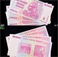 Group of 4 2007-2008 Zimbabwe 3rd Dollar (ZWR) 500