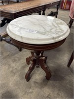 Marble Top Cherry Wood Plant Stand.