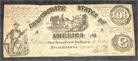 Confederate States of America $100 Bill Richmond