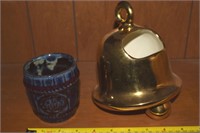 (2) Pieces incl: Ceramic Gold Bell Planter +Barrel