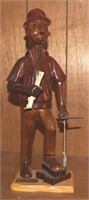 Italian Carved Wood Construction Worker Statue