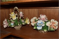(2) Larger Porcelain/Ceramic Flower Bouquets