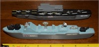 (2) Plastic 8"L US Navy Ships Unit S571 & Carrier