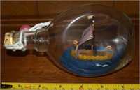 Viking Ship in a Glass Bottle Decor 7" Long