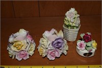 (4) Floral Porcelain Flower Bouquet Place Card