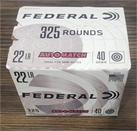 325 Rounds-- Federal 22 LR Ammunition