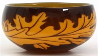 Orrefors Leaf Decorated Glass Bowl