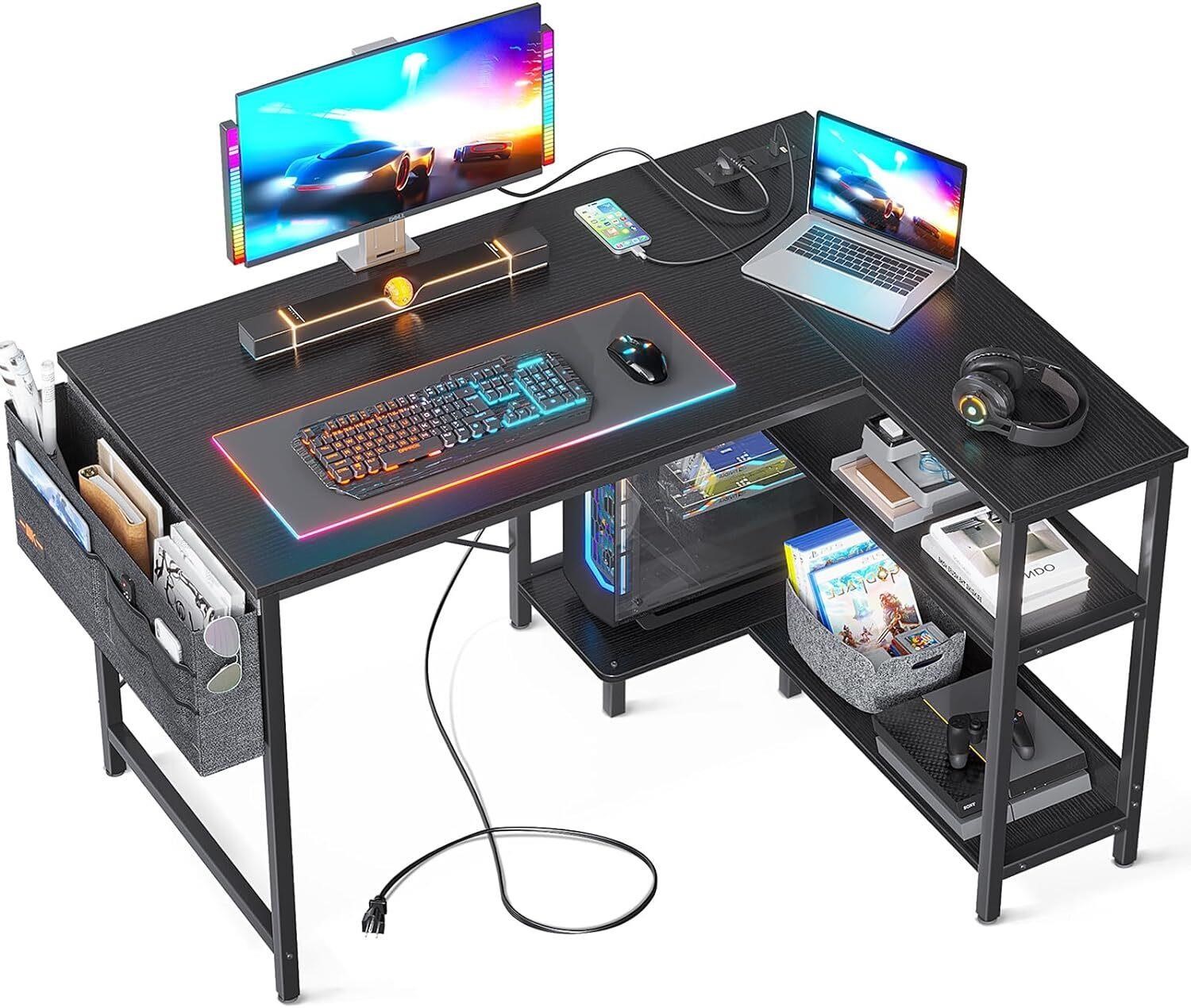 ODK 40 In Small L Shaped Gaming Desk  Black