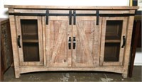 Rustic Farm House Media Stand with Sliding