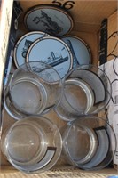 box of cups and coasters