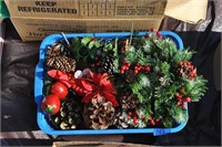 box of Christmas decor