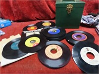 Assorted music 45's record w/case.