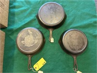 3- Griswold Skillets w/ fire rings