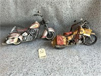 2 large metal motorcycle toys