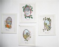 (4) Separate framed needlepoints of the (4)