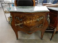 ORNATE MARBLE TOP END TABLE