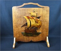 Carved Wooden Galleon Ship Fire Screen