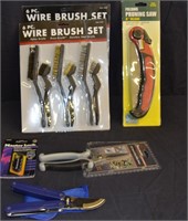 2 6pc. Wire Brush Sets, Pruning Saw, Utility Shear