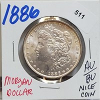1886 90% Silver AU/BU Morgan $1 Dollar