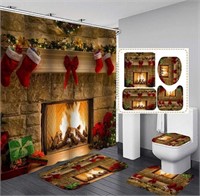 (new)4 Pcs Christmas Shower Curtain Sets with