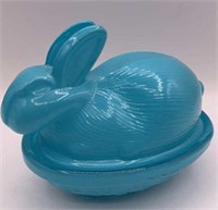 Painted Glass Rabbit on a Basket