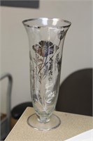 Silver Overlay on Glass Beaker Vase