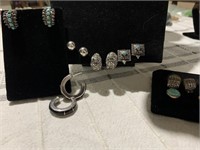 Six pair of stamped 925 earrings, from studs to