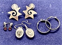 4 pair sterling pierced earrings