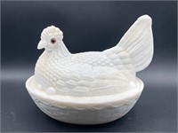 Westmoreland Milkglass Chicken Butter Dish