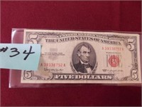 1963 Ser. $5 U.S. Note - Red Seal