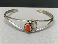 Sterling Silver Navajo Red Coral bracelet