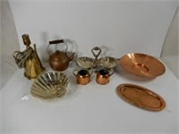 ASSORTED PIECES OF BRASS, COPPER, & SILVER PLATE