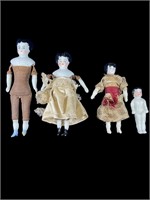 4 Miniature China Head Dolls
