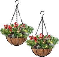 Artificial Christmas Hanging Baskets with LED