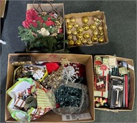 4 Box Lots of Christmas Decor: Ornaments, L