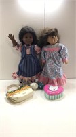To porcelain dolls, variety of doll stands, and